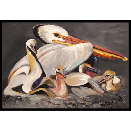 Carolines Treasures White Pelicans Indoor and Outdoor Mat- 18 x 27 in. JMK1026MAT